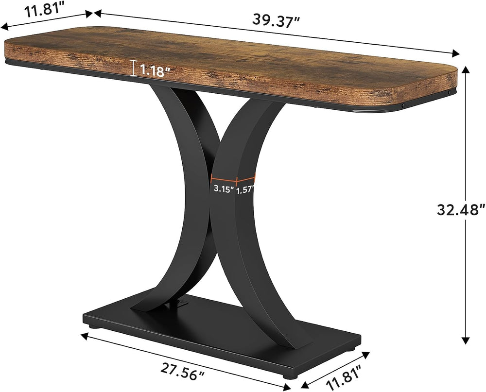 Tribesigns Industrial Console Table, 40 inch Narrow Entryway Foyer Table with...