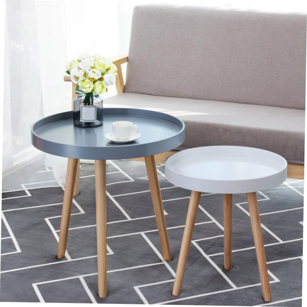 Nordic Style Small Round Indoor Coffee Table White Mini Sofa Side Table for L...