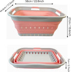 SAMMART 42L (11 gallon) Collapsible Plastic Laundry Basket - Foldable Pop Up Storage Container/Organizer - Space Saving Hamper/Basket (1, Grey/Quartz Pink)
