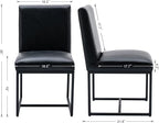 CIMOTA Black Leather Dining Chairs Set of 2, Upholstered Dining Room Chairs Armless Guest Side Chair with Black Base for Dining Room/Kitchen, 2PCS