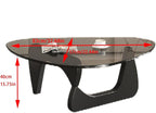 EASYSOUL Modern Glass Coffee Table, 32.68" D x 22.44" W x 15.75" H, Abstract Round Tea Tables for Living Room Home Office Industrial Cocktail Tables (Black-Gray Glass, 32.68")