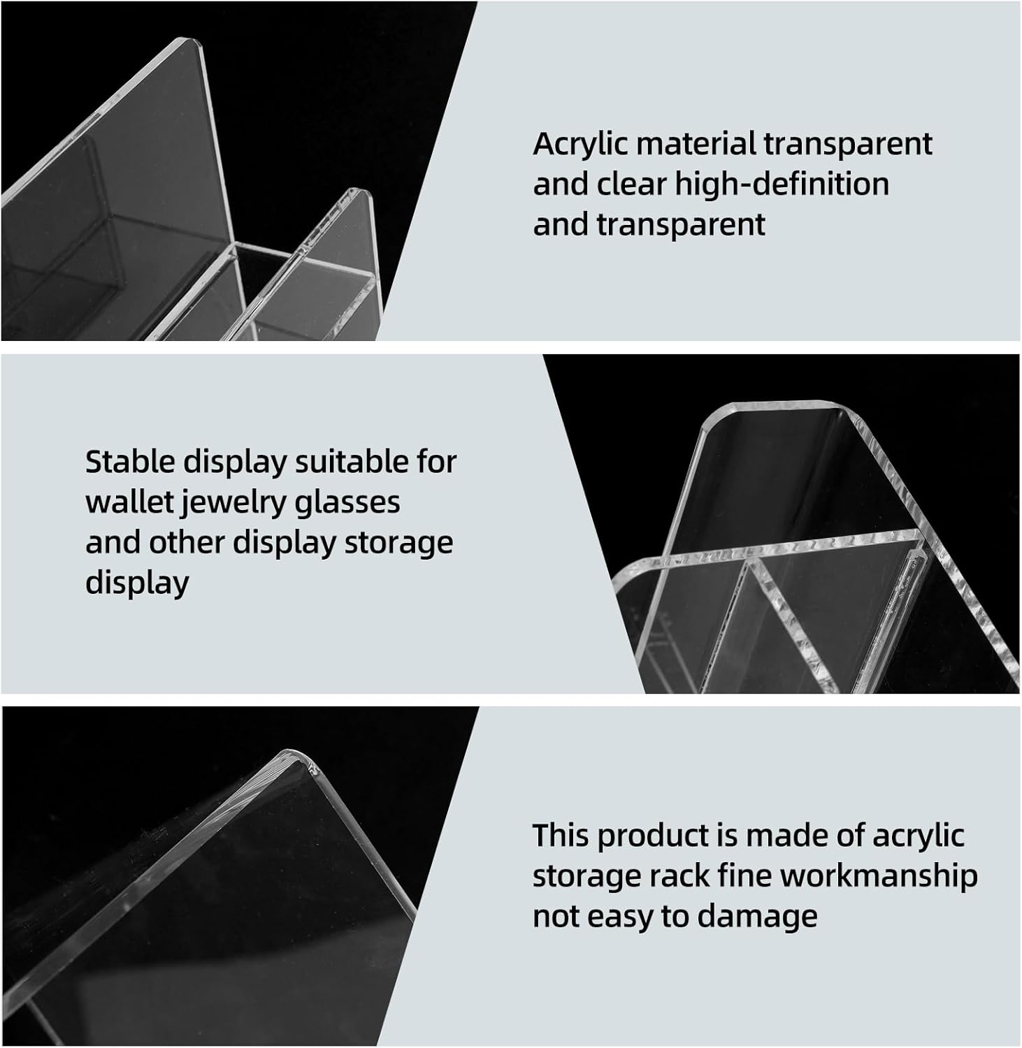 Acrylic Wallet Display Stand Purse Handbag Organizer, Clear Jewelry Riser Display Stand Purse Display Rack, Acrylic Display Shelf for Cosmetic Perfume Jewelry Sunglasses Handbag (6 Tier)
