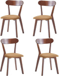Walnut Solid Wood Chairs Set of 4 for Living Room and Home Kitchen, with Khaki Fixed Cushion (Louis-4 Walnut, Walnut/Khaki)