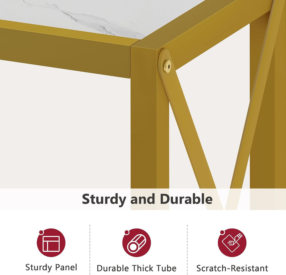 Tajsoon Entryway Table 41.8", 2 Tier Gold Console Table with Shelves | N...