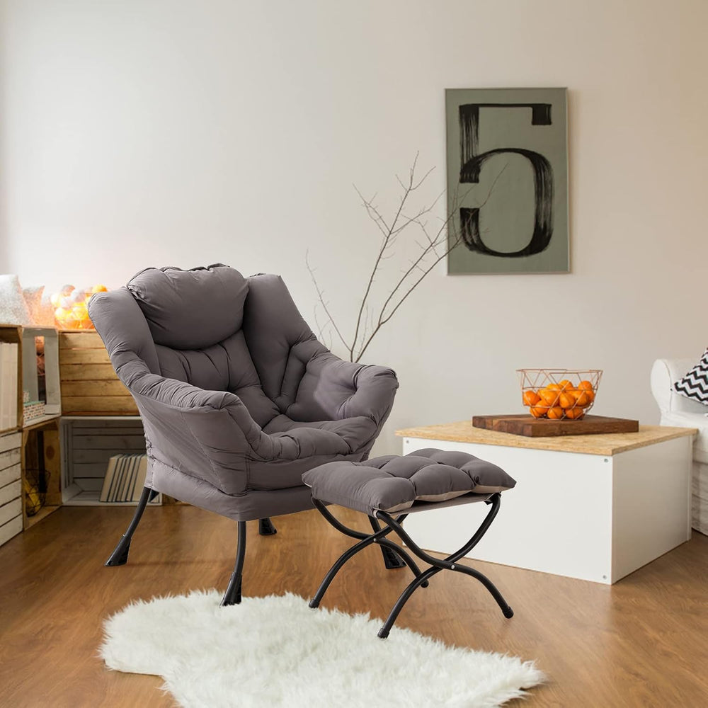 LITA Lazy Chair with Ottoman, Modern Accent Leisure Upholstered Lazy Sofa Arm...