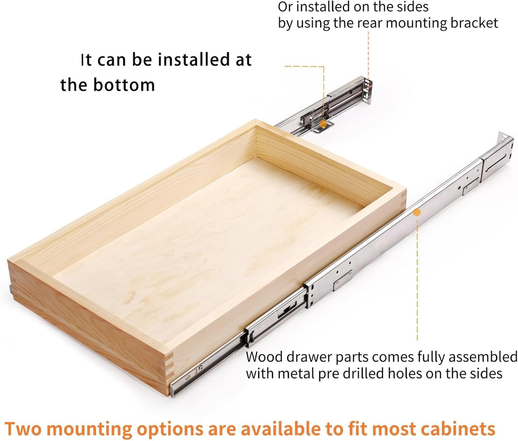 20”W x 21”D x 3”H Soft Close Slide Out Wood Drawer Organizer for Kitchen, (Cabinet Width>20.5 inches for Bottom Assembly, Width= 20 inches for Side Assembly)