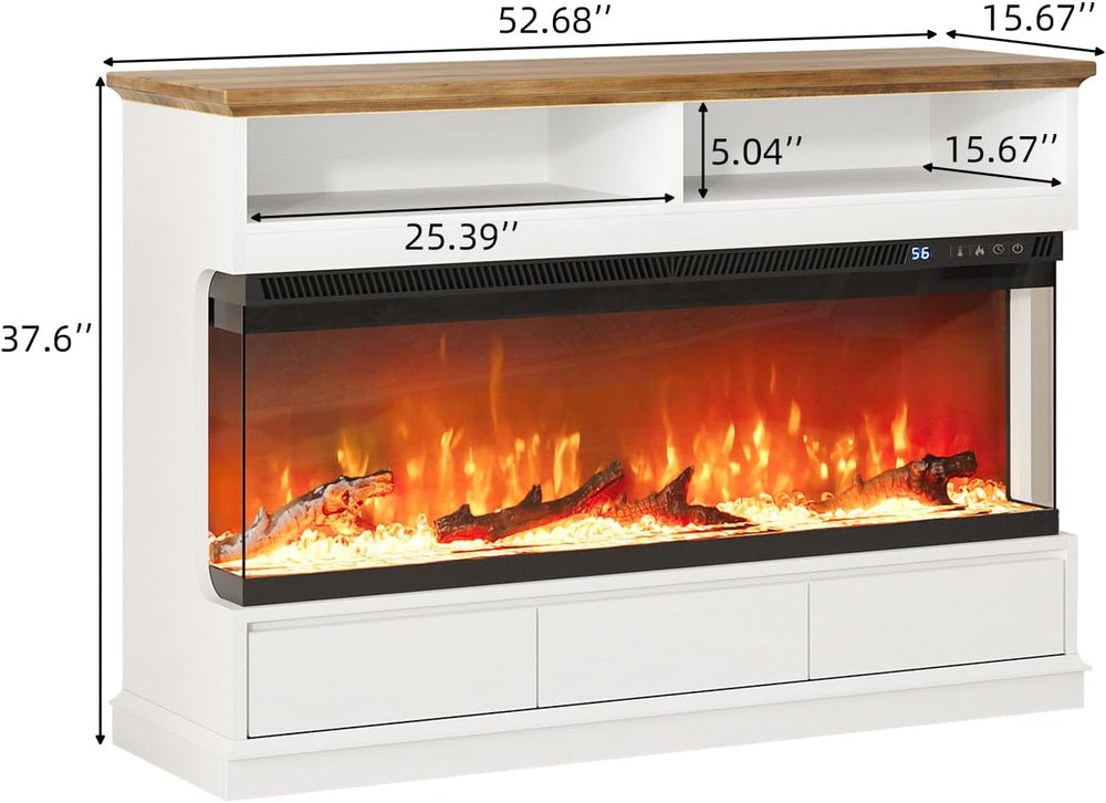 4 EVER WINNER Fireplace TV Stand with 50" Electric Fireplace, Fireplace ...