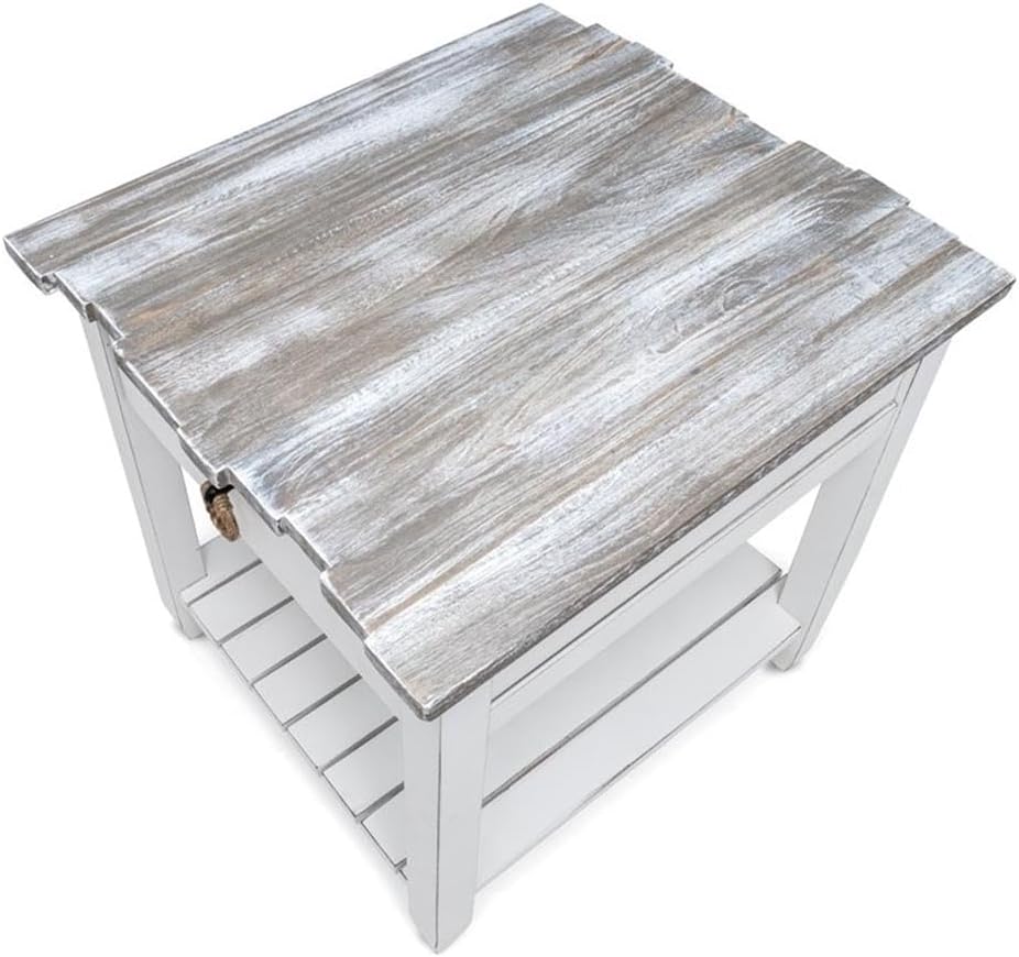 Pemberly Row Contemporary Wood End Table with Drawer, White/Gray Finish, 24&q...