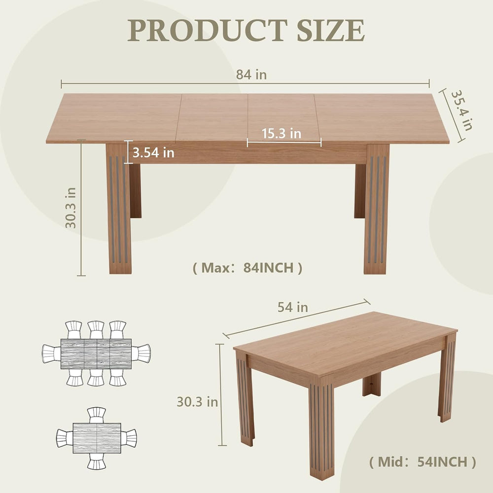 Sannwsg Extendable Table 54"-85", Extendable Dining Table for 4-8, ...