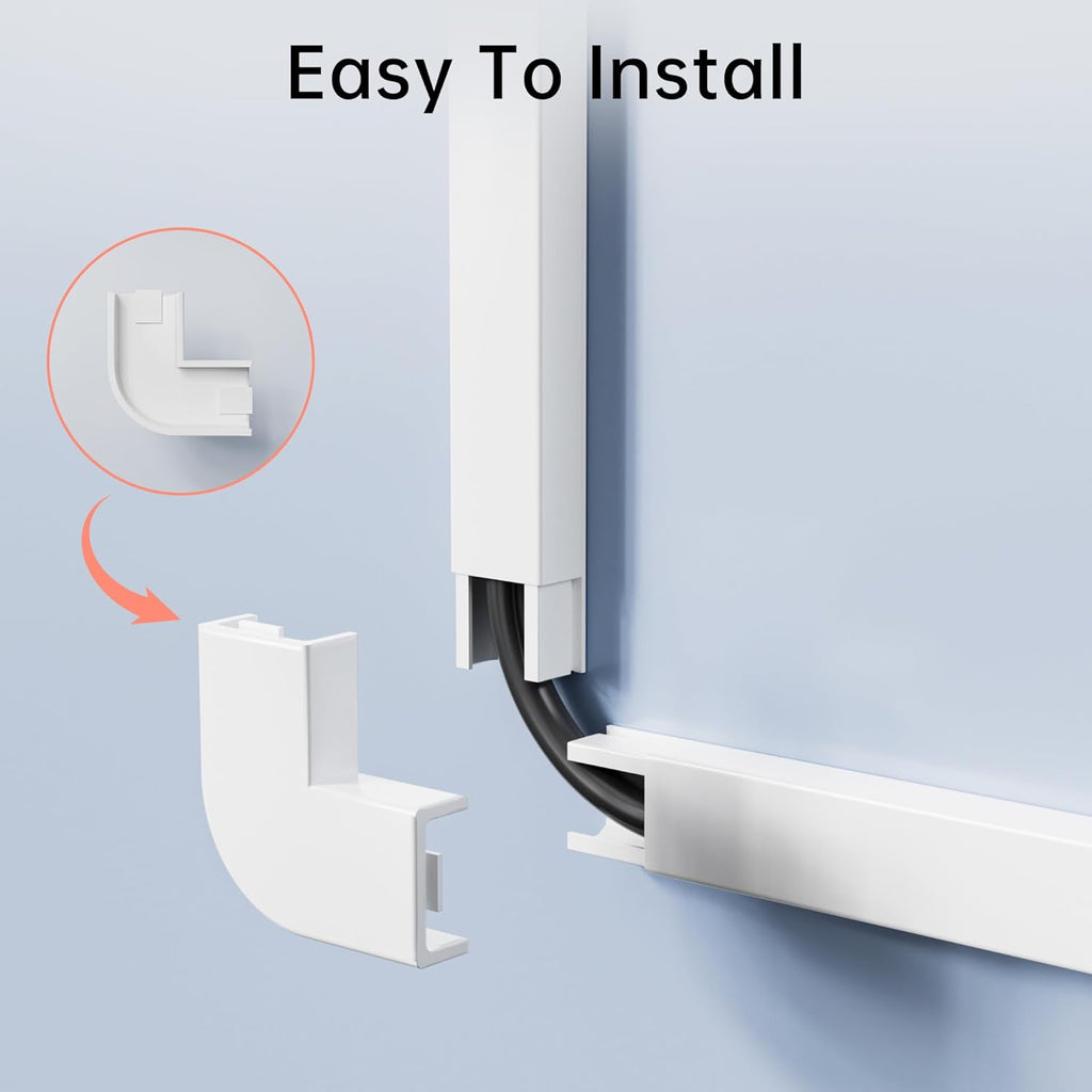 Yecaye PVC Wire Covers for Cords on Wall, One-Cord Cable Concealer Kit, Paintable Cable Raceway Management, Cord Hider, Max for 2 Small Cords for Home Office, W0.59in H0.4in