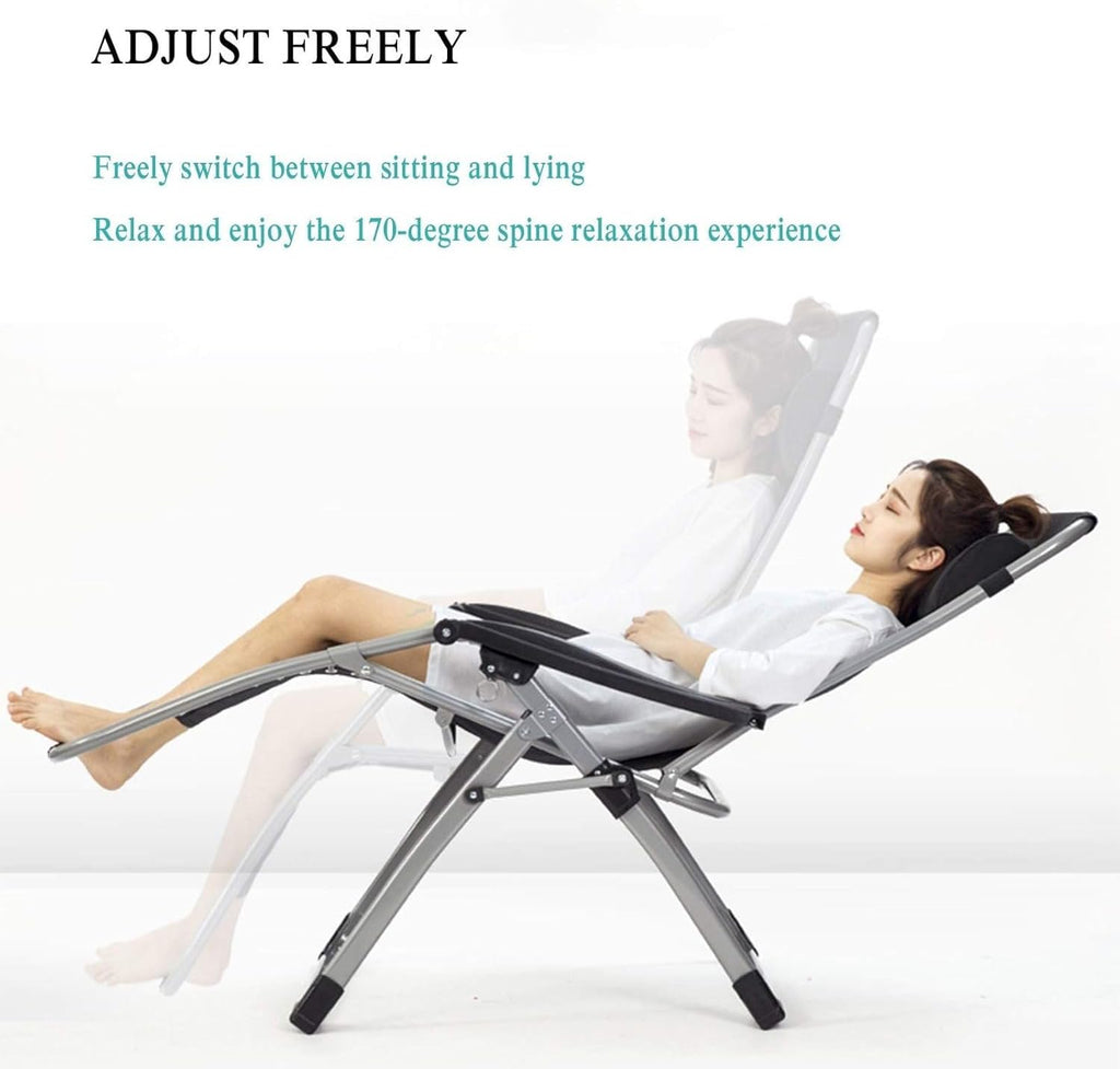 Lounge Chairs Padded Gravity Lounge Chair Wider Armrest Adjustable Folding Recliner Garden Deck