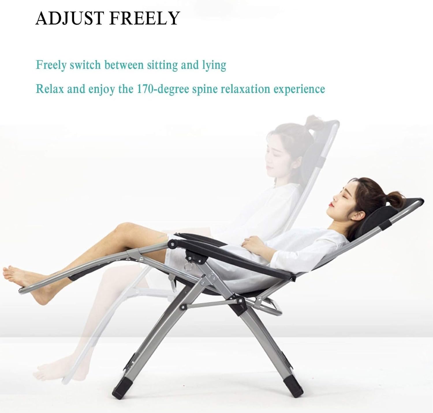 Lounge Chairs Padded Gravity Lounge Chair Wider Armrest Adjustable Folding Recliner Garden Deck