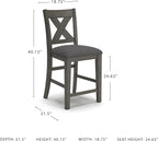 Signature Design by Ashley Caitbrook Rustic 24.63" Counter Height Upholstered Barstool, Set of 2, Gray