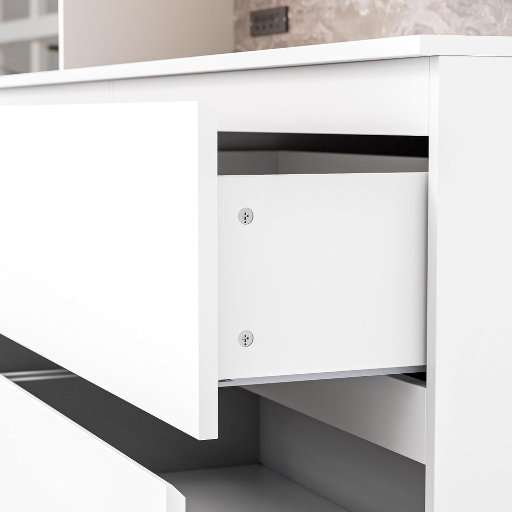 Homsee 92.5" H Lighted Kitchen Pantry Cabinet with 6 Drawers & Charg...