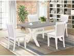 East West Furniture X097MZ001-5 5 Piece Dining Table Set for 4 Includes a Rectangle Kitchen Table with X-Legs and 4 Cream Linen Fabric Parsons Dining Chairs, 40x72 Inch, Multi-Color