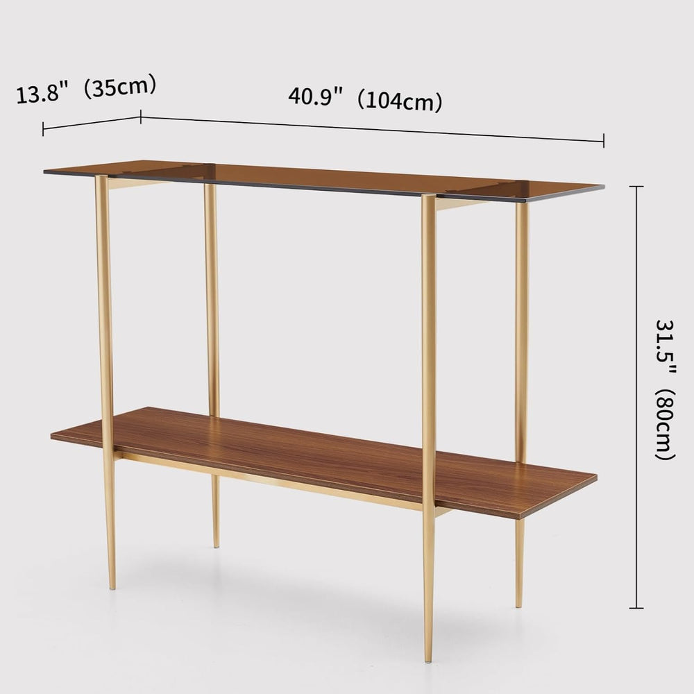 LumFurn Glass Console Table for Living Room, Foyer & Entrance, 2-Tiers Mi...