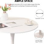 3-Pieces 31.5" Round Dining Table Set for 2, White Dining Table & Linen Upholstered Dining Chairs Set of 2 for Kitchen Dining Room Apartment Small Space(Beige Linen Chairs)