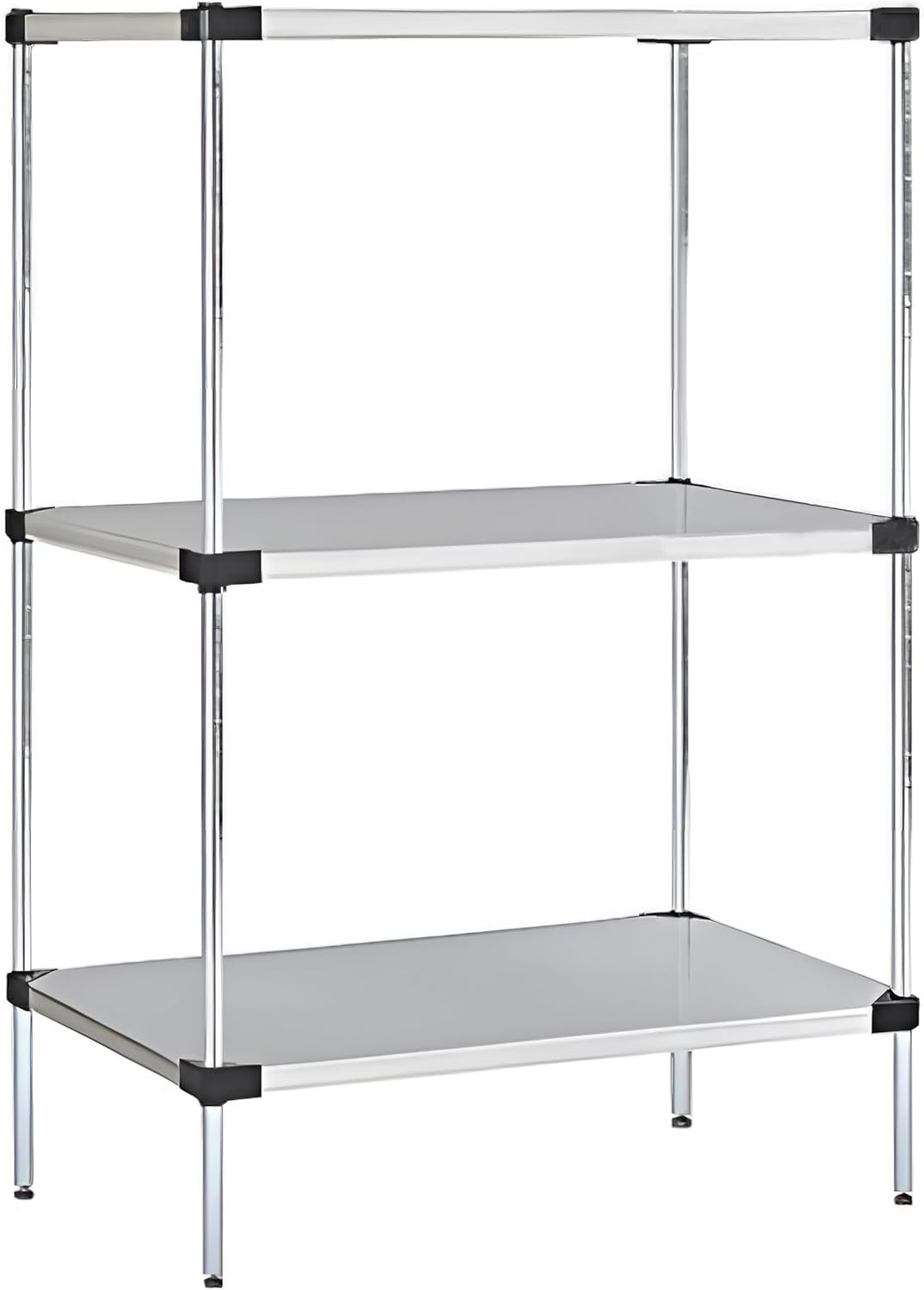 Omega Solid Stainless Steel Shelves, 24" Deep x 72" Wide x 34" High 3 Tier Heavy Duty Solid Shelving Unit for Kitchen Garage Office Restaurant Warehouse 800-lb Per Shelf Weight Capacity