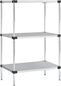 Omega Solid Stainless Steel Shelves, 24" Deep x 60" Wide x 34" High 3 Tier Heavy Duty Solid Shelving Unit for Kitchen Garage Office Restaurant Warehouse 800-lb Per Shelf Weight Capacity