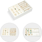 ProCase Stackable Jewelry Organizer Trays for Drawers, Jewelry Drawer Inserts Container Display Case Storage for Earring Necklace Rings Bracelet with Removable Dividers -Warmwhite, 2 Layers