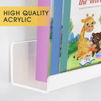 NiHome Magnetic White Acrylic Book Shelves 2-Pack, 17'' for Whiteboard, Classroom and Fridge Storage, Sleek Design for Large Picture Books and File Holders, Holds up to 8.5 lbs