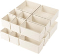 Criusia Drawer Organizer Clothes,16 Pack Underwear Drawer Organizers, Foldable Closet Organizers and Storage Dresser Drawer Dividers Clothing Organizer for Clothes, Socks, Scarves, Bra, Ties (Beige)