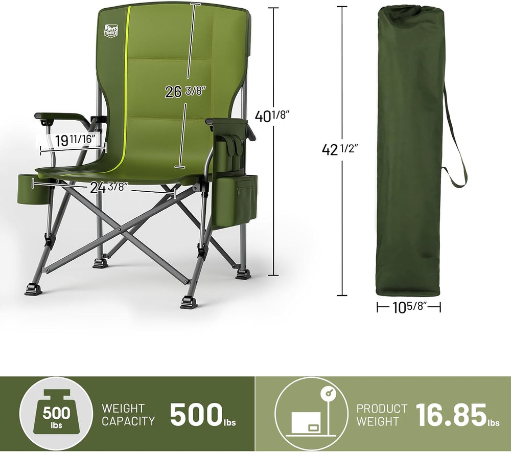 TIMBER RIDGE Oversized Folding Camping Chair High Back 500lbs