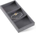 Dark Blue Jewelry Display Tray Ring Necklace Earring Bangle Organizer Multifunctional Storage Case for Jewelry Showcase (Long 3 Grids Tray)