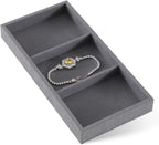 Dark Blue Jewelry Display Tray Ring Necklace Earring Bangle Organizer Multifunctional Storage Case for Jewelry Showcase (Long 3 Grids Tray)