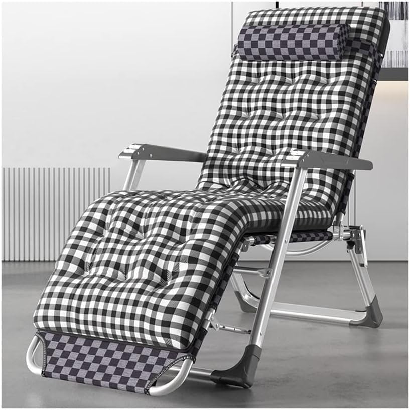 Folding Sun Lounger Adjustable Reclining Lounge Chair Gravity with Pillow and Massage Armrests(A+Cushion a)
