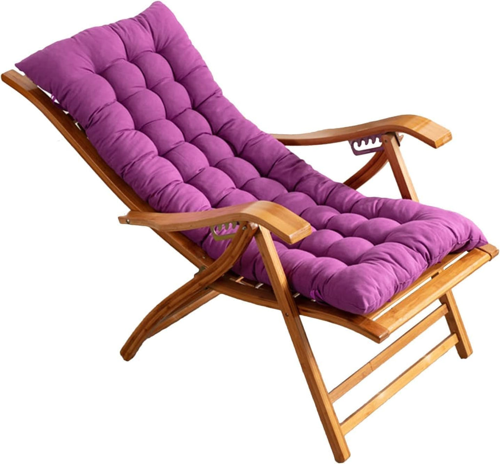 Folding Recliner, 5-Position Adjustable Sun Lounger Wooden Reclining Chair for Garden/Patio/Balcony,(Purple)