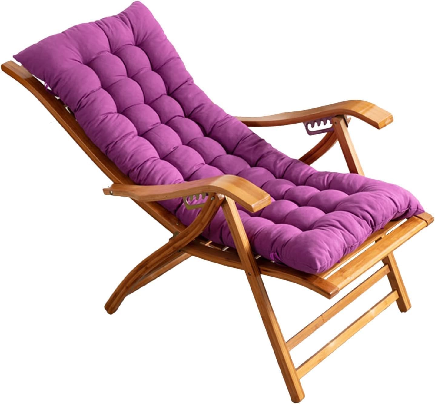 Folding Recliner, 5-Position Adjustable Sun Lounger Wooden Reclining Chair for Garden/Patio/Balcony,(Purple)