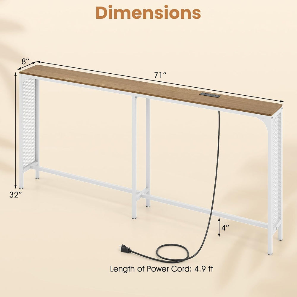 GIANTEX 71" Narrow Console Table with 2 Power Outlets and USB-C Ports | ...