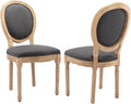 French Country Dining Chairs Set of 2,Farmhouse Upholstered Dining Room Chairs with Round Back and Solid Leg,Fabric Kitchen Side Chairs for Kitchen/Bedroom/Dining Room,Gray