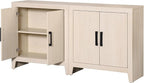 WAMPAT Farmhouse TV Stand for TVs up to 65 Inch, Rustic Wood Entertainment Center & Media Console with 4 Storage Doors, Accent Cabinet for Living Room, Hallway, Beige