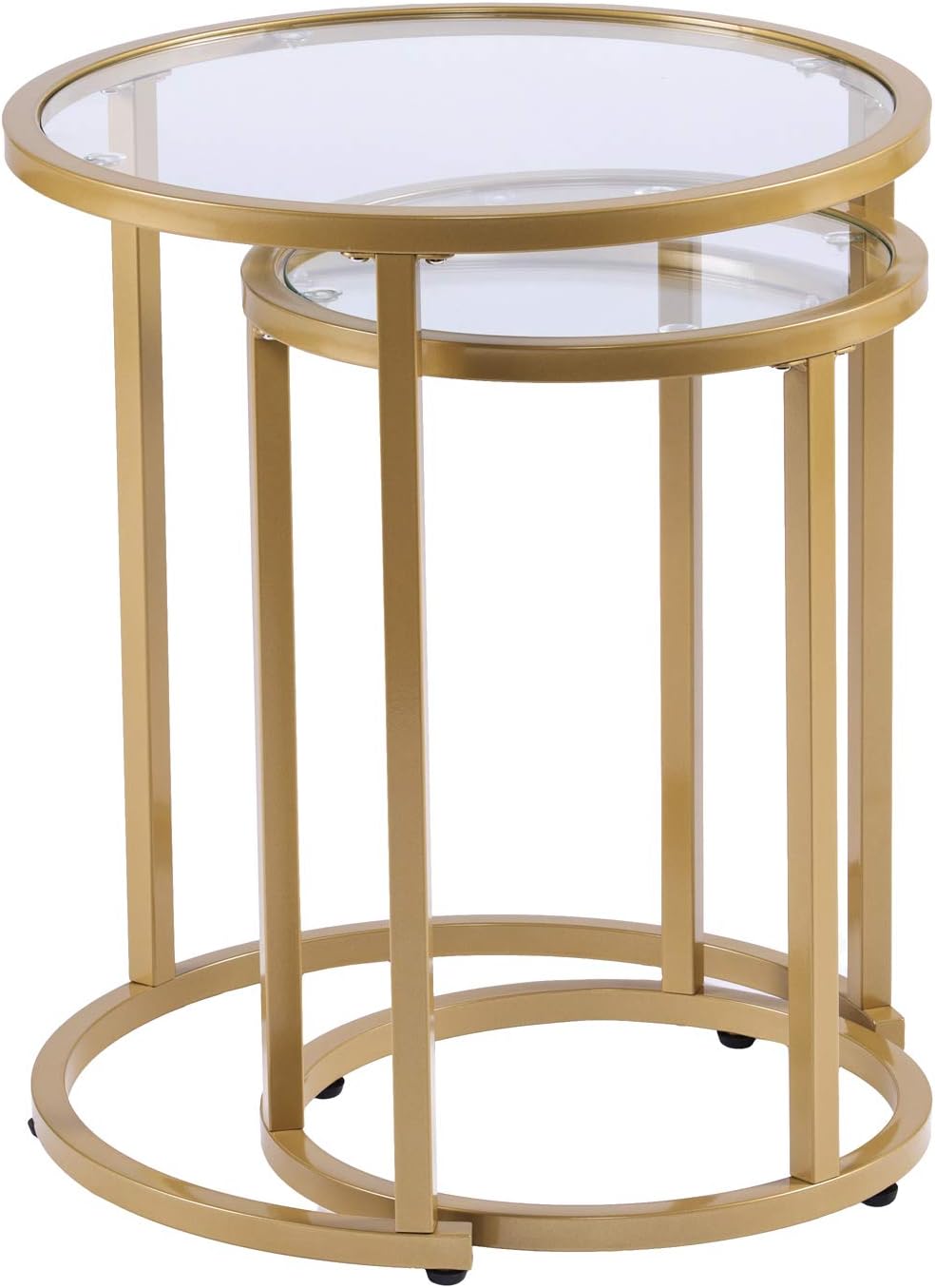 SEI Furniture Evelyn Glam Nesting Side Table 2pc Set, Gold (AMZ2924KC)