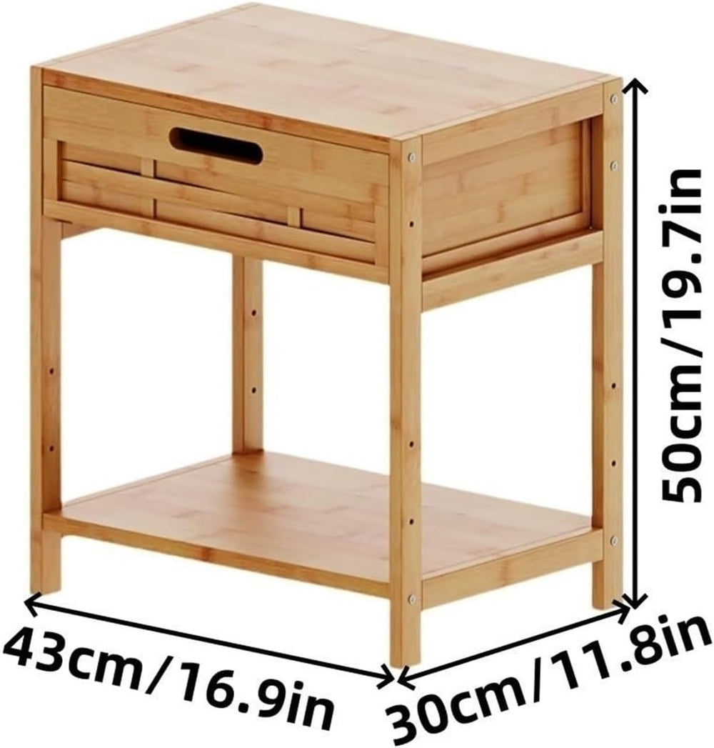 Side Table with Drawer and Open Storage End Table Nightstand Bedside Tables N...