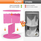 Nidouillet Rotating Bookshelf Tower, 5 Tier Spinning Bookcase Lazy Susan, Revolving 360 Book Shelf Storage Round Organizer, Vertical Rotate Turning Corner Book Case for Small Space, Pink