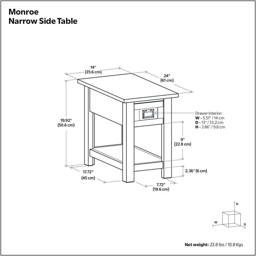 SIMPLIHOME Monroe Narrow Side Table – 14 inch Wide Solid Acacia Wood Narrow E...