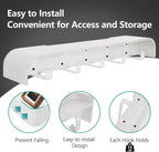 Coat Rack Wall Mount with Hidden Hooks Modern Key Holder Wood Entryway Hook with Shelf for Bedroom Kitchen Hallway Bathroom Designed for Hanging Coats Hats Bags Towels Dog Leashe(White,5 Hooks)