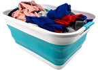 SAMMART 41L (10.8 gallon) Collapsible Plastic Laundry Basket - Foldable Pop Up Storage Container/Organizer - Portable Washing Tub - Space Saving (Rectangular, Ceramic Blue+Pale Purple (Set of 2))