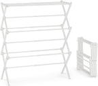 Collapsible Laundry Drying Rack for Small Apartment,35 lbs Carbon Steel with Reinforced Joints, Adjustable Space Saving Indoor Outdoor Rack, No Tools, 17.7"-29" W x 12" D x 35.5" H, White