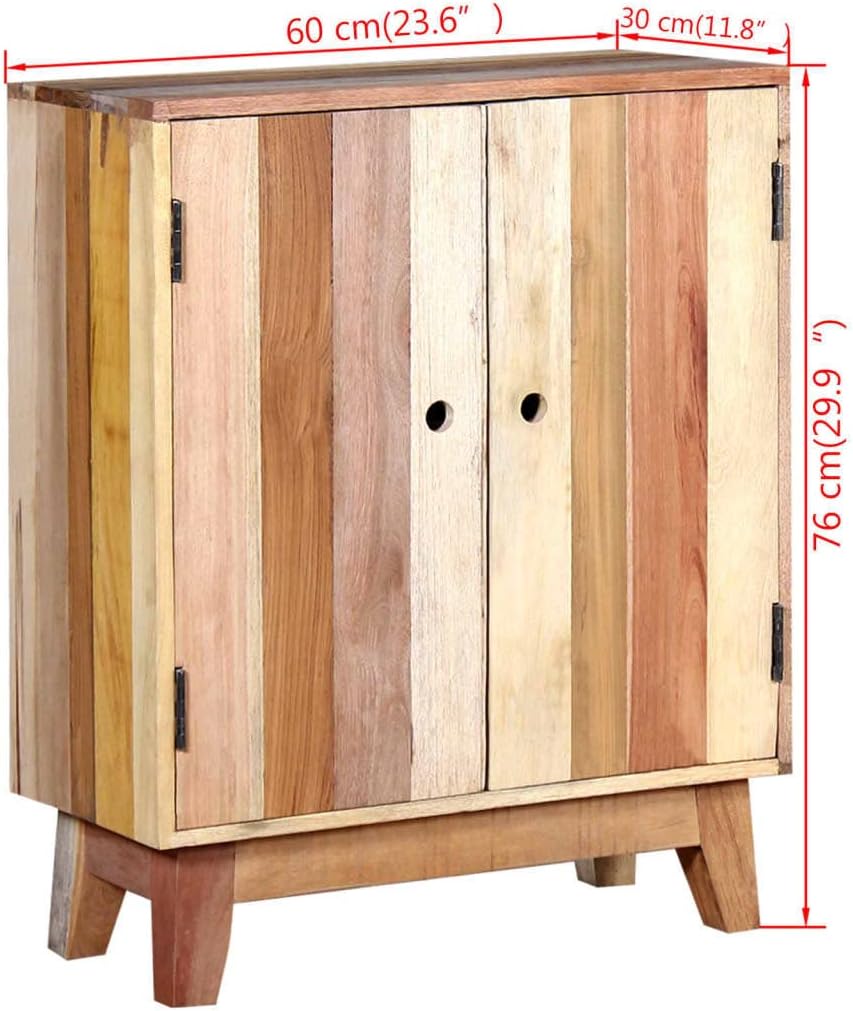 Retro Solid Reclaimed Wood Sideboard with Ample Storage, Handmade Craftsmansh...