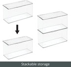 mDesign Plastic Stackable Playroom/Gaming Storage Organizer Bin Box with Hinged Lid for Drawer or Cabinet - Organize Electronics, Crayons, Games, Blocks, Toys, Lumiere Collection - 2 Pack - Clear