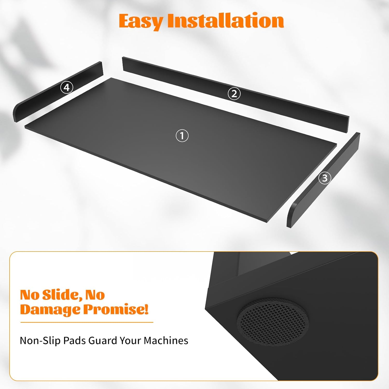 Washer Dryer Countertop, Laundry Room Wood Countertop with Edge, 54" x 27.5" Top Cover for Laundry Machine, Washer and Dryer Wood Shelf Topper for Laundry Room Counter Storage Organization, Black