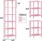 TUTOTAK Bookshelf, 6-Tier Tall Narrow Book Shelf for Small Space | 10.7 x 14.5 x 65.3 Inches Skinny Display Shelf with Storage for Living Room, Office, Study, Entryway, Pink BS01BP006