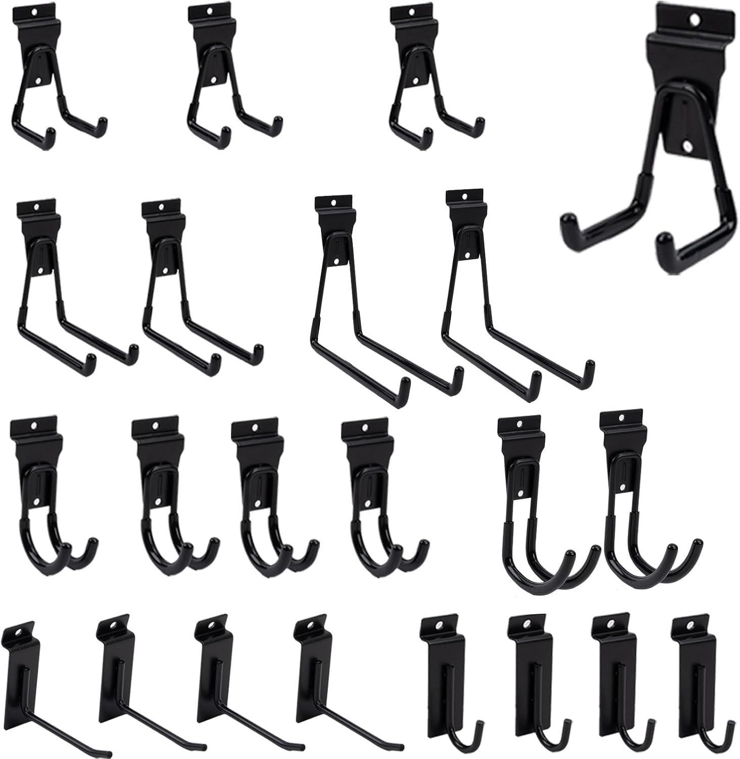 Slatwall Hooks Accessory 22 Hooks Heavy Duty Single and Double Slatwall Hooks & Hanger Metal Accessories Effortless Installation & Removal