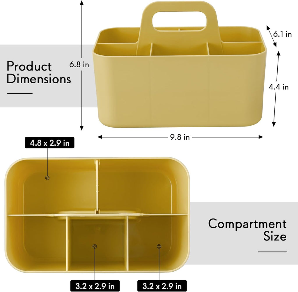 Tiawudi Multipurpose Caddy Organizer, Plastic Caddy with Handle, Stackable Desk Organizer for Stationery, Marker and Pencil, Office Supplies Organizer, Dorm Caddy