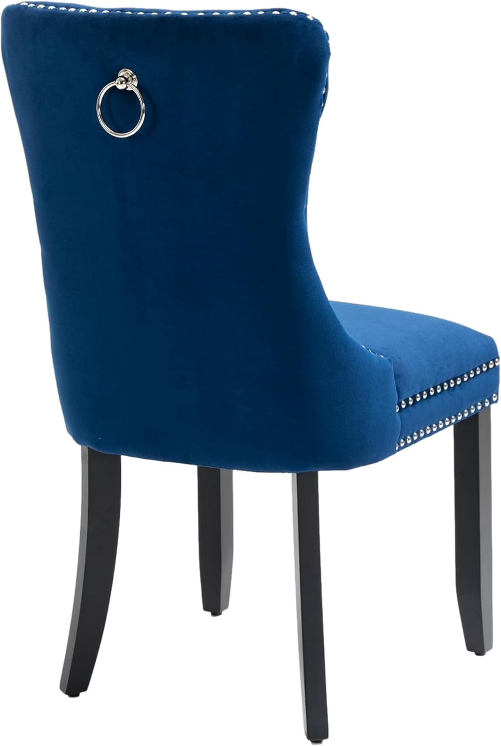 Set of 2 Upholstered Velvet Dining Room Chairs with Nailed Trim and Pulling R...