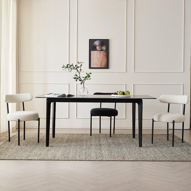 Dining Chairs Set of 2, Boucle Upholstered Modern Mid Century Round Kitchen C...